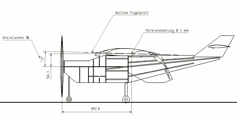 Technical side drawing of the Sonicopter aircraft